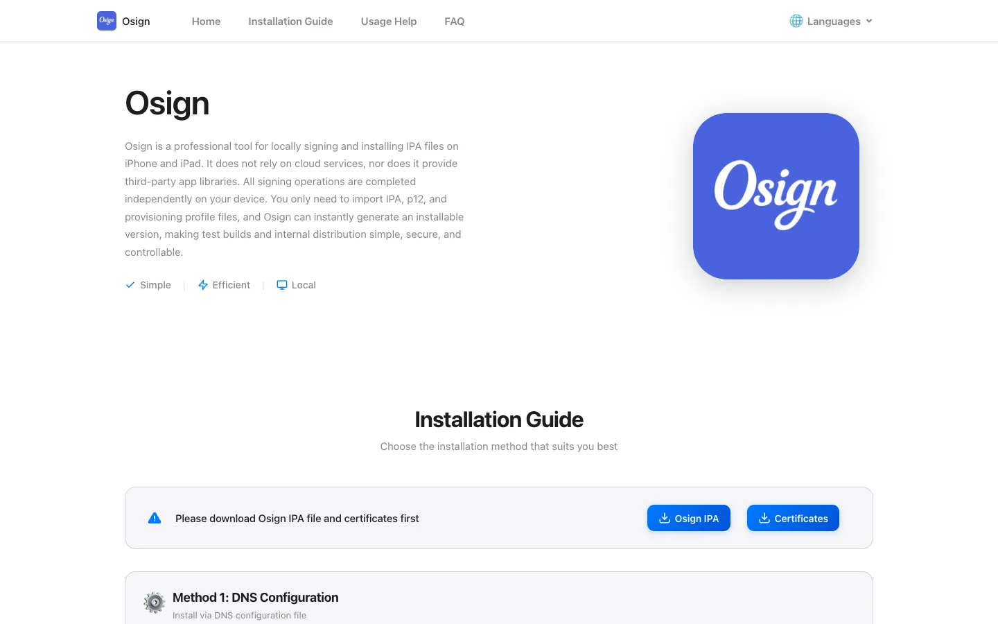 OSign website screenshot